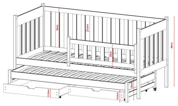 Legno Dětská rozkládací postel Karla šedá Rozměr (cm): 80x160