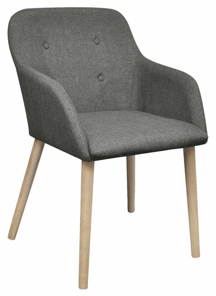 Jídelní židle 2 ks světle šedé textil a masivní dubové dřevo 241156