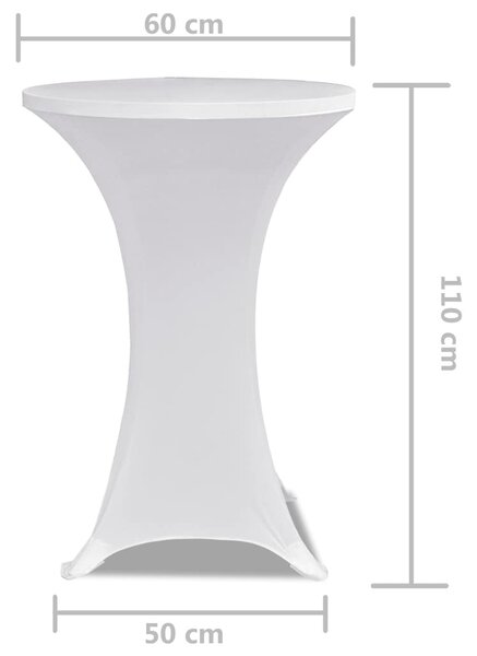 Potahy na koktejlový stůl Ø 60 cm, bílé strečové, 2 ks 241201