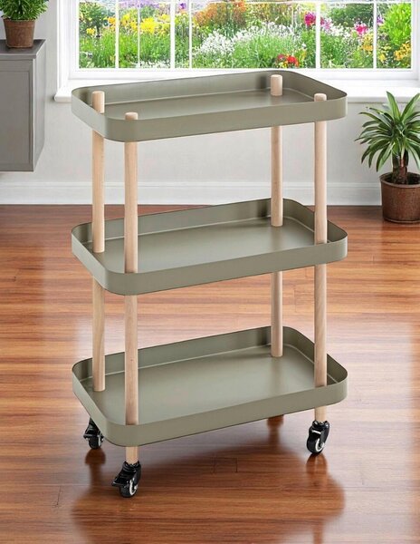 SERVÍROVACÍ VOZÍK, zelená, přírodní barvy, barvy buku, 50/30/76 cm - Barové vozíky, Online Only