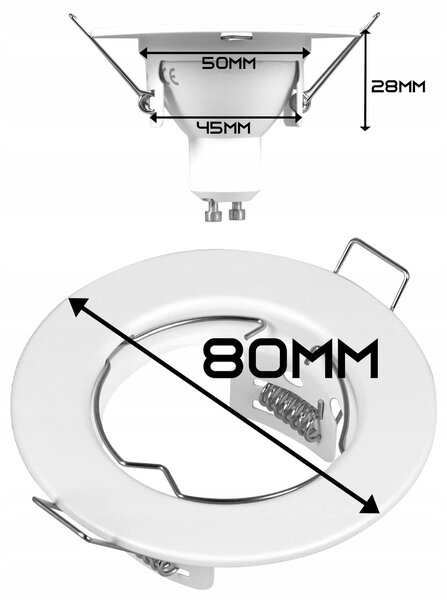 Bílé kulaté zápustné stropní svítidlo GU10, Ø 80 mm