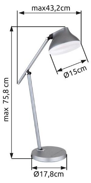 GLOBO 58437G HALVAR stolní svítidlo V758mm LED 8W/450lm 4000K šedá