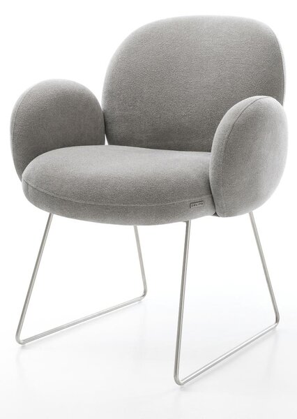 DELIFE Jídelní židle Nube-Flex s područkami strukturovaná látka Měkký šedá tenká podnož nerezová ocel taštičkové pružiny