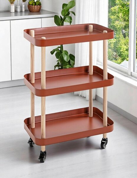 SERVÍROVACÍ VOZÍK, přírodní barvy, červená, barvy buku, 50/30/76 cm - Barové vozíky, Online Only