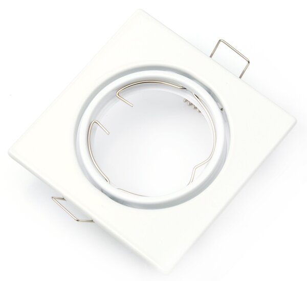 Bílé čtvercové zápustné stropní svítidlo, patice GU10, 82 × 82 mm
