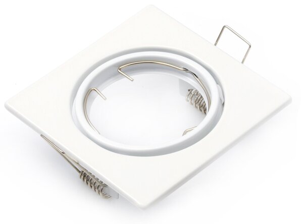 Bílé čtvercové zápustné stropní svítidlo, patice GU10, 82 × 82 mm