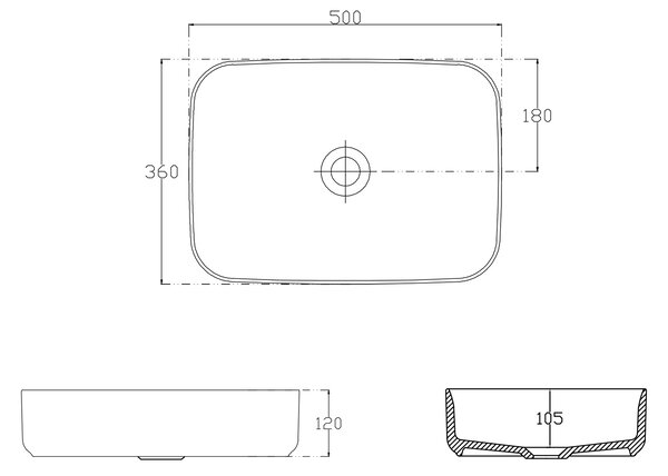 Sapho Sapho, INFINITY RECTANGLE keramické umyvadlo na desku, 50x36 cm, bílá, 10NF65050