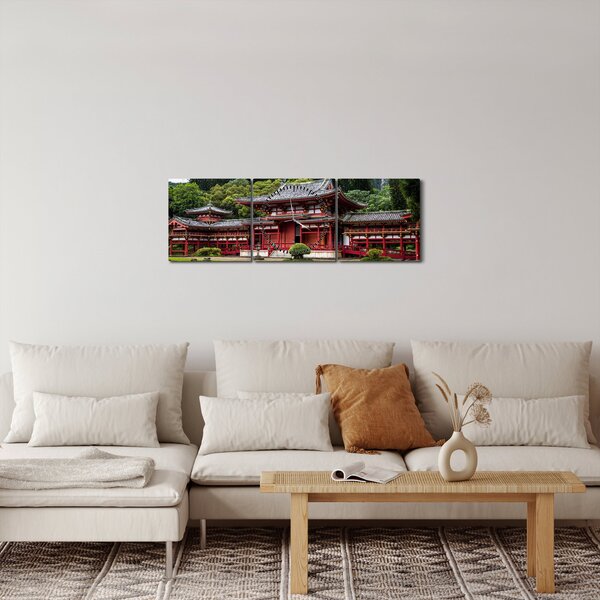 Obraz - čínská architektura (s hodinami) (90x30 cm)