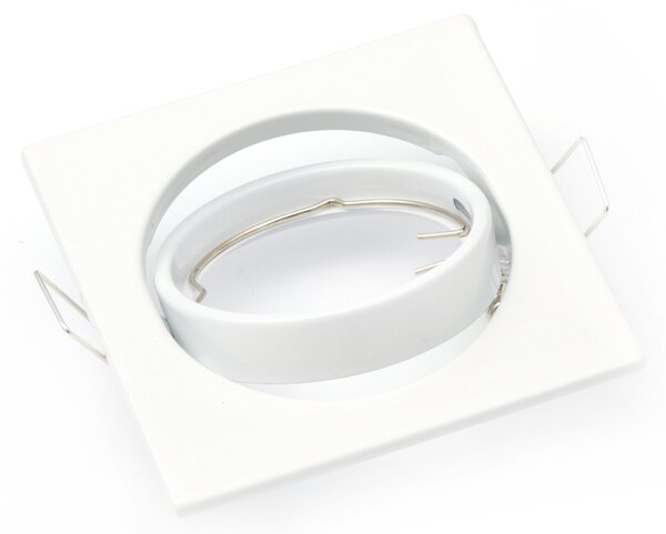Bílé čtvercové zápustné stropní svítidlo, patice GU10, 82 × 82 mm