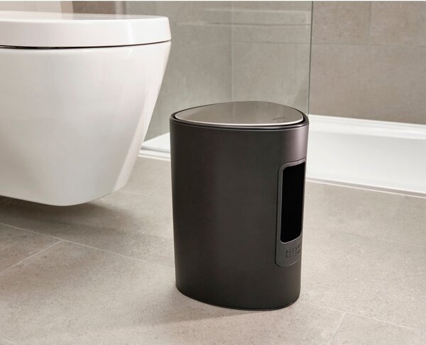 Matně černý nášlapný ocelový odpadkový koš 5 l EasyStore Luxe – Joseph Joseph