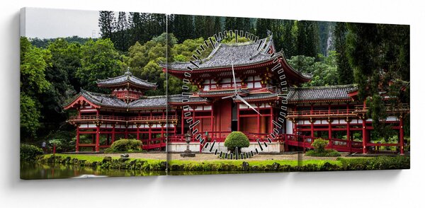 Obraz - čínská architektura (s hodinami) (90x30 cm)