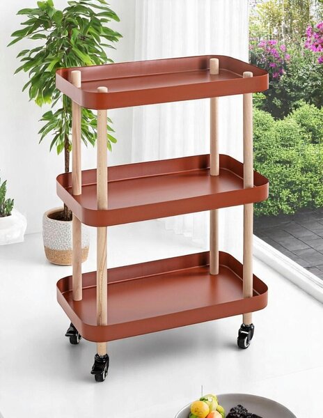 SERVÍROVACÍ VOZÍK, přírodní barvy, červená, barvy buku, 50/30/76 cm - Barové vozíky, Online Only