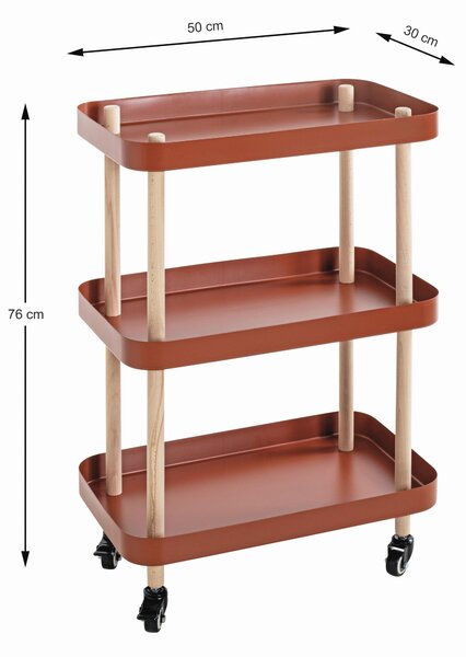 SERVÍROVACÍ VOZÍK, přírodní barvy, červená, barvy buku, 50/30/76 cm - Barové vozíky, Online Only