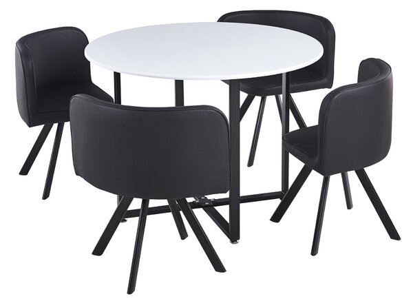 KONDELA Jídelní set 1+4, bílá/černá, BEVAN NEW