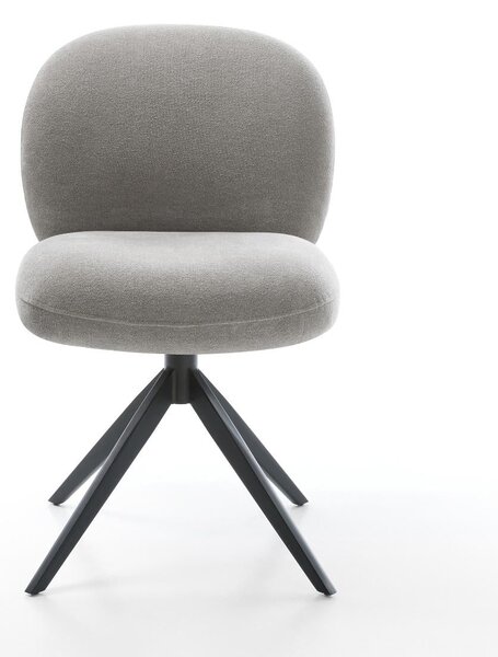 DELIFE Jídelní židle Nube-Flex strukturovaná látka Měkký šedá křížová podnož široká černá 360° otočný houpací funkce taštičkové pružiny