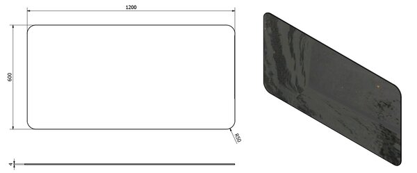 Sapho Sapho, ISHAPE Zrcadlo 1200x600mm, zaoblené rohy, bez uchycení, AG612