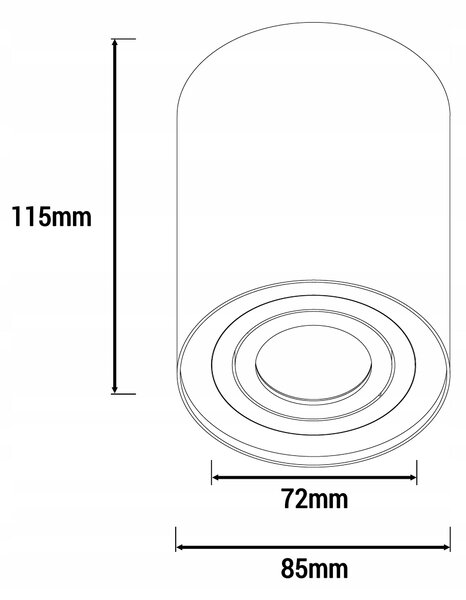 Přisazené bodové svítidlo GU10, nastavitelné, Ø 85 mm