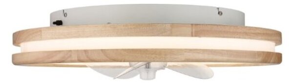 GLOBO 03650 GATIAN stropní svítidlo s ventilátorom D500mm LED 30W/2250lm 2700-6500K bílá, dřevo, dálkový ovladač