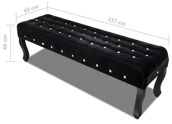 Lavice sametová látka s křišťálovými knoflíky černá 241263