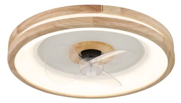 GLOBO 03650 GATIAN stropní svítidlo s ventilátorom D500mm LED 30W/2250lm 2700-6500K bílá, dřevo, dálkový ovladač