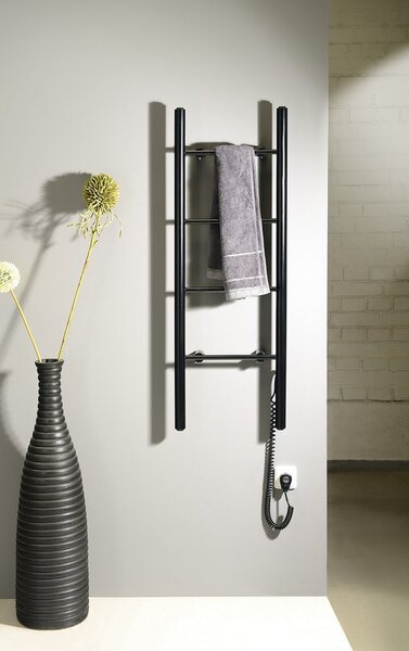 Sapho Sapho, KARBO Elektrický sušák ručníků, kulatý, 400x1120 mm, 87 W, černá, KB904