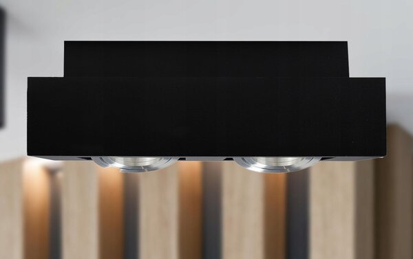 Černé přisazené bodové svítidlo 2× GU10, 250 × 140 mm