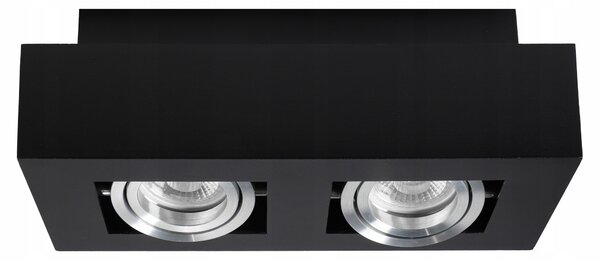Černé přisazené bodové svítidlo 2× GU10, 250 × 140 mm