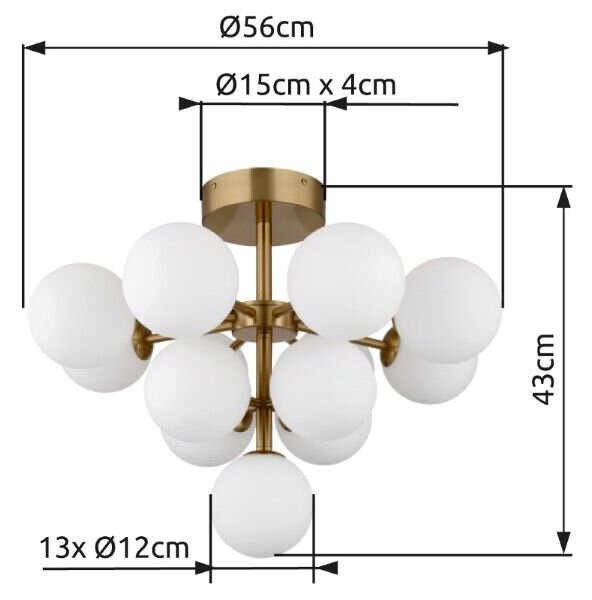 GLOBO 56143-13GD GRAPPY stropní svítidlo D560mm 13xG9 zlatá, bílá