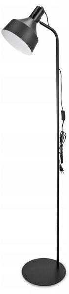 Černá stojací lampa E27, nastavitelná, výška 155 cm