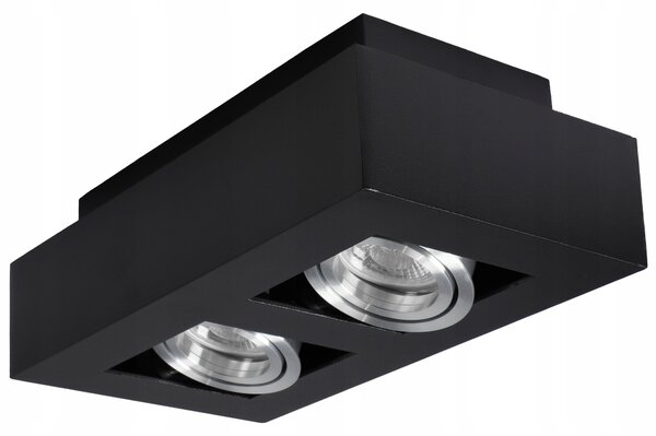 Černé přisazené bodové svítidlo 2× GU10, 250 × 140 mm