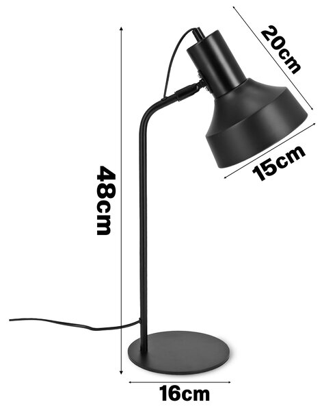 Černá stolní lampa E27, nastavitelná