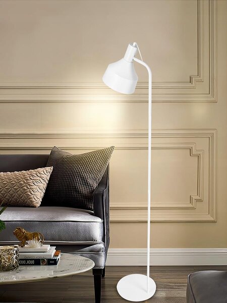 Bílá stojací lampa E27, nastavitelná