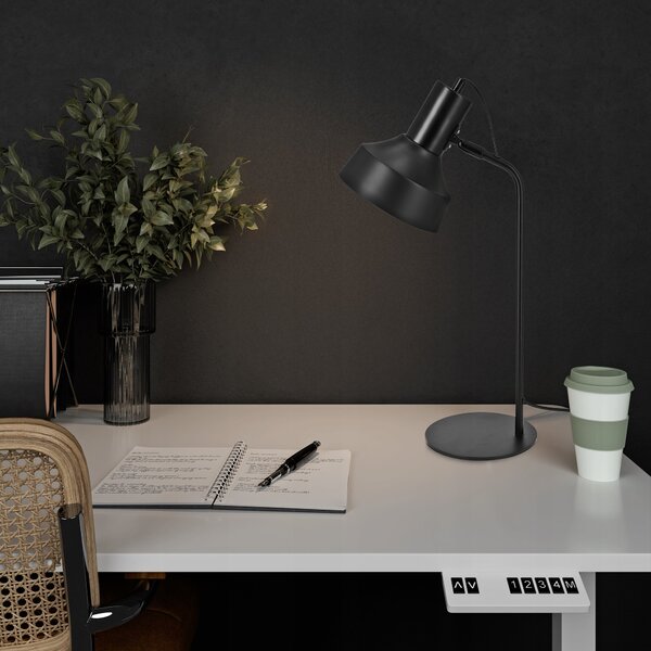 Černá stolní lampa E27, nastavitelná