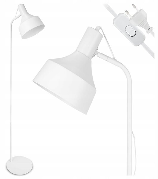 Bílá stojací lampa E27, nastavitelná