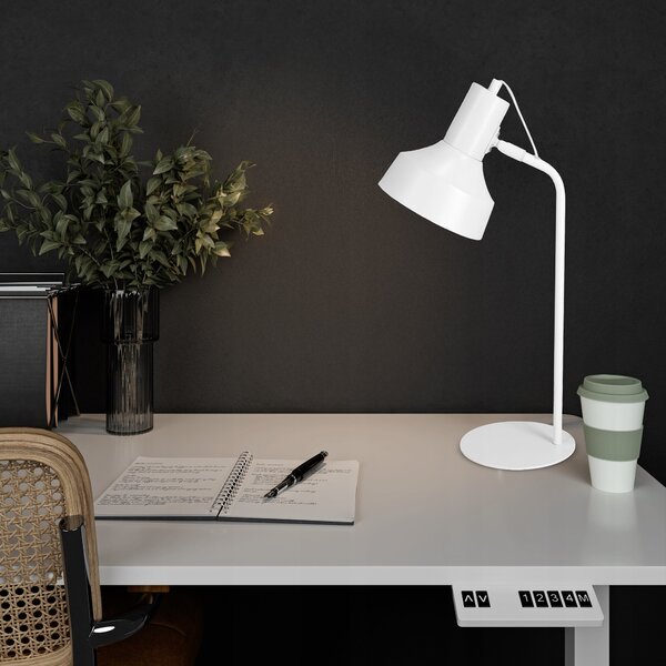Bílá stolní lampa E27, nastavitelná