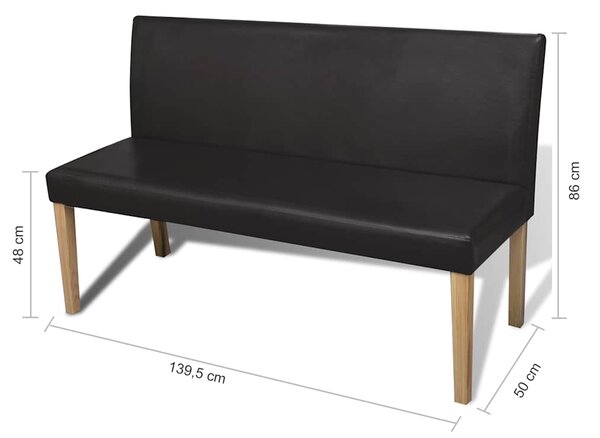 Lavice 139,5 cm tmavě hnědá umělá kůže 241347
