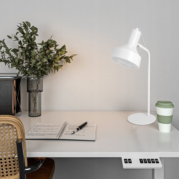 Bílá stolní lampa E27, nastavitelná