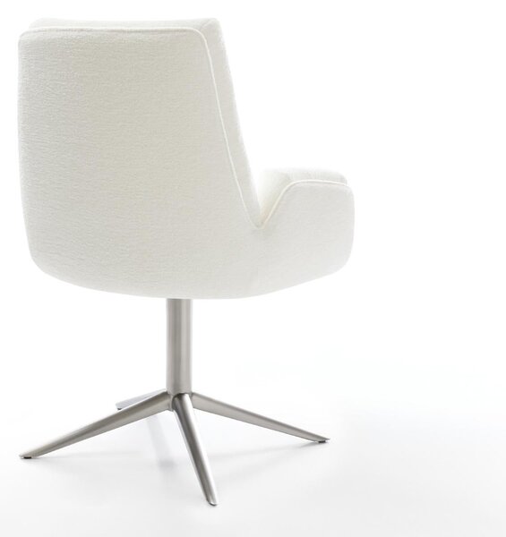 DELIFE Jídelní židle Clea-Flex bouclé měkký béžová podnož křížová nerezová ocel 360° otočný houpací funkce