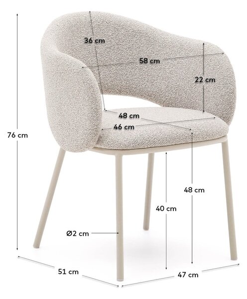 Slonovinové čalouněné jídelní křeslo Maina – Kave Home
