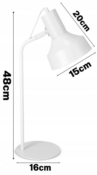 Bílá stolní lampa E27, nastavitelná