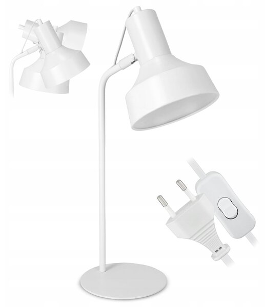 Bílá stolní lampa E27, nastavitelná