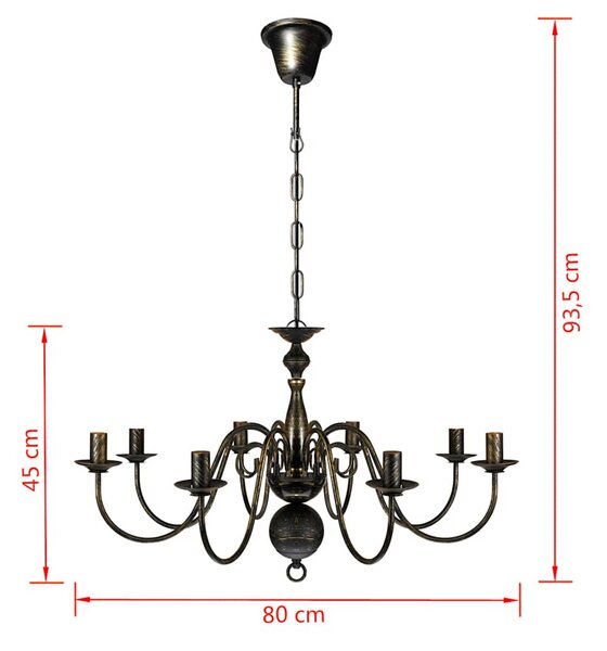 Patinovaný černý kovový lustr pro 8 žárovek E14 241384