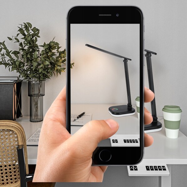LED stolní lampa, s bezdrátovým nabíjením, s dotykovým ovládáním, USB, teplá bílá