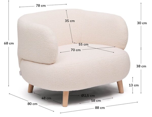 Béžové křeslo z textilie bouclé Luisa – Kave Home