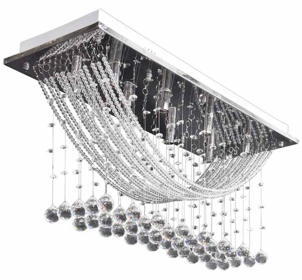Bílé stropní svítidlo s křišťálovými ověsky, pro 8 žárovek G9, 29 cm 241391