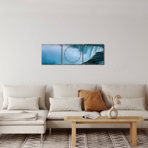Obraz vodopádů (s hodinami) (90x30 cm)