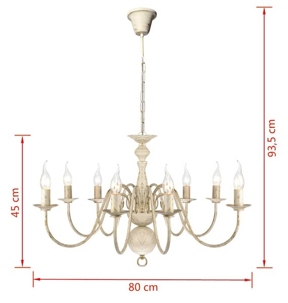Patinovaný bílý kovový lustr pro 8 žárovek E14 241383