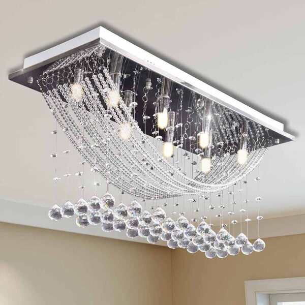 Bílé stropní svítidlo s křišťálovými ověsky, pro 8 žárovek G9, 29 cm 241391