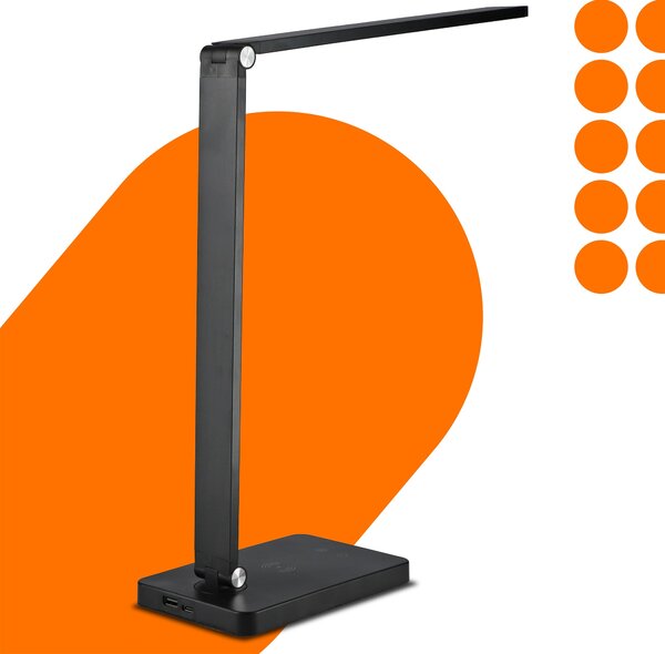 LED stolní lampa 7 W, s bezdrátovým nabíjením, s dotykovým ovládáním, CCT
