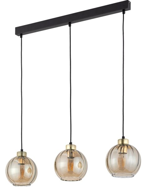 Lustr na lanku DEVI 3xE27/15W/230V černá/kouřová béžová